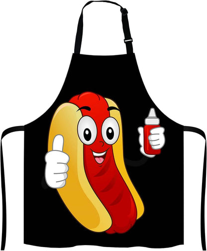 Funny Hotdog Sandwich Ketchup Kitchen Cooking BBQ Chef Apron,Funny Apron for Men, Women - Dad Gifts, Gifts for Men - Birthday, Mothers Day Gifts for Mom, Wife, Husband, Brother, Friends