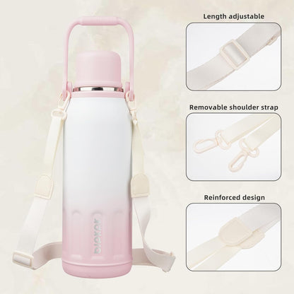 BJPKPK Insulated 50oz Thermos Water Bottle with Lid and Carry Handle Dishwasher Safe Stainless Steel Water Bottles for Outdoor,Pink Pearl