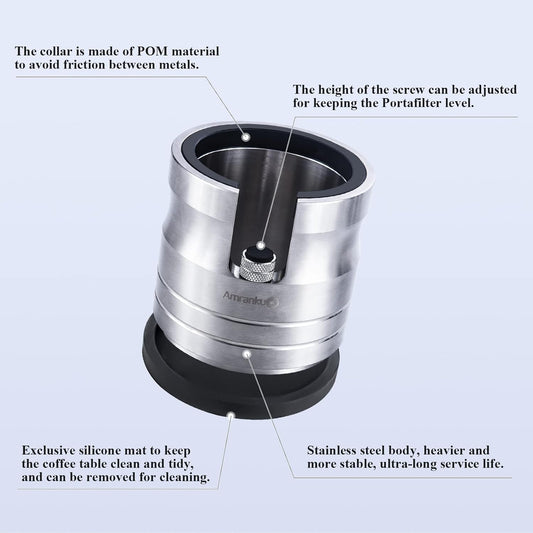 Portafilter Holder Crafted from Solid 304 Stainless Steel | Espresso Tamping Station with Stable and Efficient Puck Preparation | Non-Slip Base | Ideal for 54mm Espresso Machines Portafilter