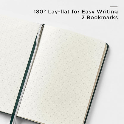 &And Per Se Dotted Journal Notebook (10 packs), A5 Hardcover Leather Bullet Dotted Journal, 160 Pages 100GSM Thick Paper, 3 Sheets of Stickers Included - 5.7'' x 8'' (Green)