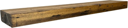Modern Timber Craft Reclaimed Wood Wall Shelf | Solid Rustic American Barnwood with Steel Floating Shelf Brackets | 2.75" Thickness | 12" L x 5" D, Early American, Planed and Sanded