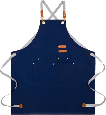 Lisianthus 2 Pack Adjustable Bib Aprons for Women with Pockets, Men's Kitchen Cooking Apron