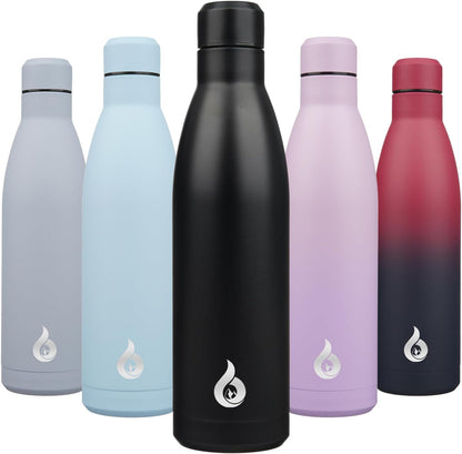BJPKPK 25oz Insulated Stainless Steel Water Bottles Reusable Metal Travel Sports Water Bottle Keep Cold and Hot,Midnight Black