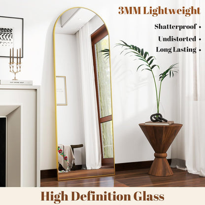 VooBang 21 x 64 inch Arched Full Length Mirror, Gold Arch Floor Mirror Full Length with Stand, Full Body Standing Mirror for Living Room, Bedroom, Hanging or Leaning Against The Wall