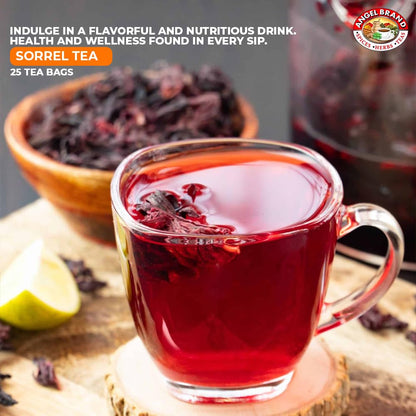 Angel Brand Sorrel Tea Bags 25 – Pack of 3 – Hibiscus Flower Tea for Refreshing Flavor &
