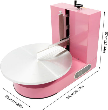 Automatic Cake Decorating Machine, Electronic Cream Coating Spreading Smooth Machine with Graduated Scraper 0-320RPM Rotating Speed,Cake Bread Spreader Machine for 4-16inch Cakes,Pink