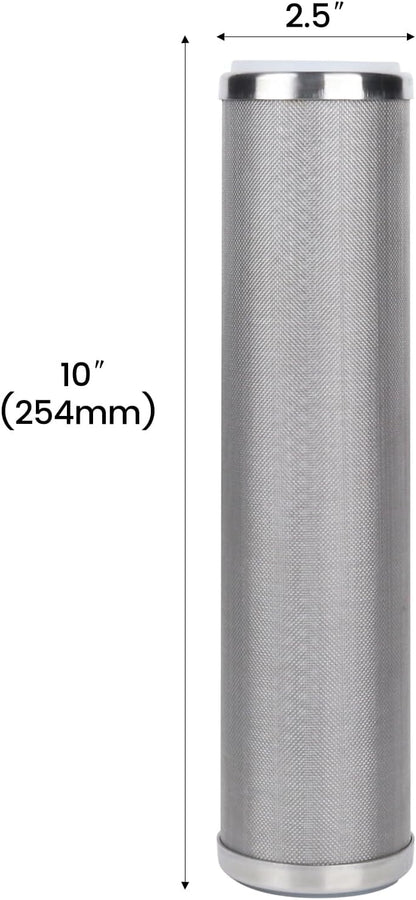 Amwater Stainless Steel Cleanable Wire Mesh Filter Cartridge 10”Length,2.5"OD(100 Micron)
