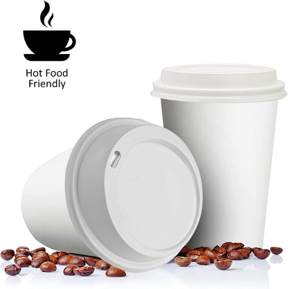 Smygoods Coffee Cup Lids, Dome Lid for 10/24 Ounce cups, Paper cups, White, 50 Count [No Cups Included]