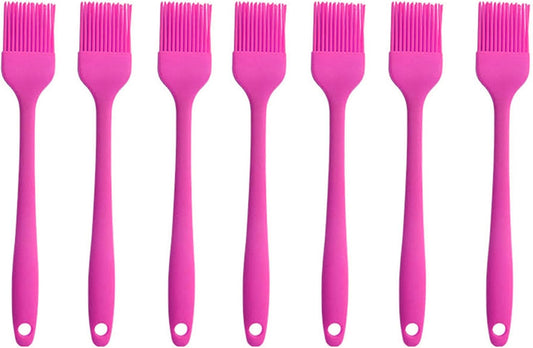 Silicone brush, Oil Brush for BBQ Kitchen Cooking Baking and Grilling (7 PCS,Rose red)