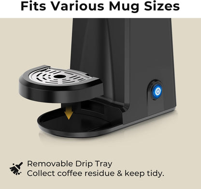 CHULUX Single Serve Coffee Maker for K Capsule and Ground Coffee, Single Cup Coffee Machine, Black