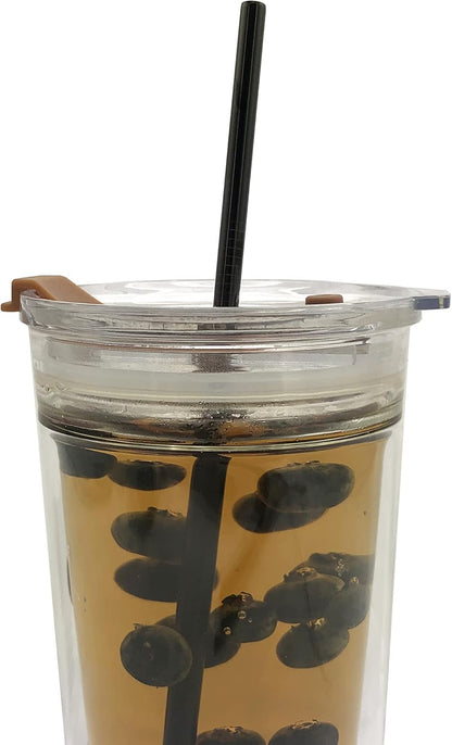 10 Pcs Stainless Steel Straws, Reusable Drinking Straws, Straight Metal Straw Sets with 2 Pcs Cleaning Brushes (8.5 Inch, Black)