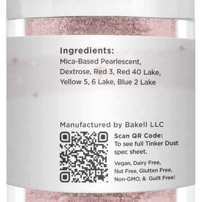 BAKELL Rose Gold Edible Glitter, 25 Grams | TINKER DUST Edible Glitter | KOSHER Certified | 100% Edible Glitter | Cakes, Cupcakes, Cake Pops, Drinks, Dessert Vegan Glitter & Dusts (25g, Rose Gold)