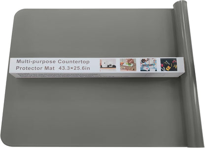 KVK 43.3×25.6in Silicone Mats for Kitchen Counter - Extra Large Silicone Mat Heat Resistant - Glossy Bottom Non Slip - Universal Painting Craft Resin Mat Table Countertop Protector, Dark Grey