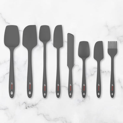 Elihome Skinny Silicone Spoonula - Non-Stick Heat Resistant Silicone Scraper Spatula for Mixing, Serving, Scraping, Stirring, and More - 11 Inch, Dark Grey