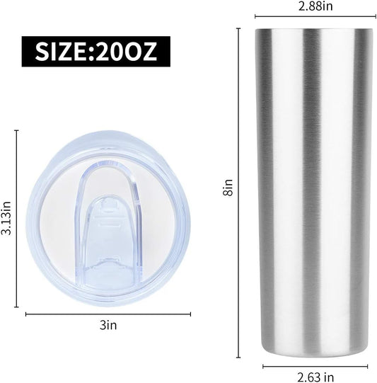 HASLE OUTFITTERS 20 oz Skinny Tumblers Bulk Set, Stainless Steel Insulated Slim Tumblers with Lids, Reusable Double Wall Travel Coffee Mugs, Durable Powder Coated Travel Water Cups (4)