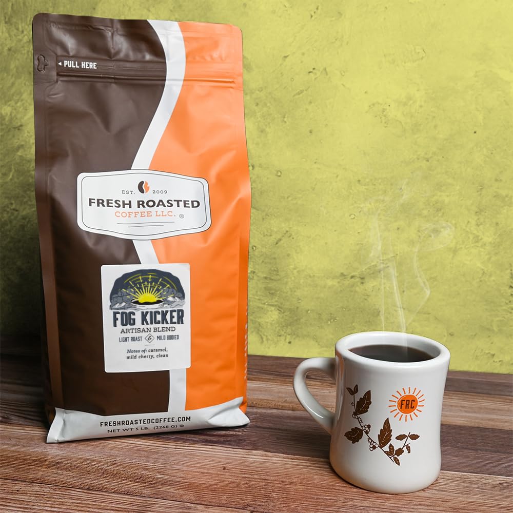 Fresh Roasted Coffee, Fog Kicker, 5 lb (80 oz), Light Roast, Kosher, Whole Bean