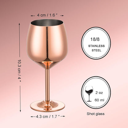 Shot Glasses, 2 oz Shot Glass Set, Stainless Steel Shot Glasses, Mini Wine Glass Perfect for Tasting Brandy,Suitable for family dinner party, party supplies, bar tools, gifts(set of 2)