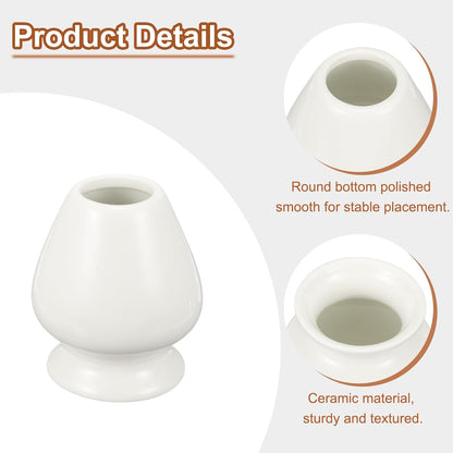 HARFINGTON Ceramic Chasen Stand 70mm Matcha Whisk Holder Teas Set Whisks Stand Traditional Matcha Tea Chasen Holder Tea Set Accessories for Tea Tasting, White