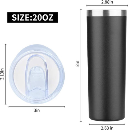HASLE OUTFITTERS 20 oz Skinny Tumblers Bulk Set, Stainless Steel Insulated Slim Tumblers with Lids, Reusable Double Wall Travel Coffee Mugs, Durable Powder Coated Travel Water Cups(Black, 4)