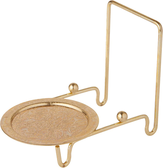 Bard's Ornate Shiny Gold-toned Cup and Saucer Stand, 3" H x 2.75" W x 4" D