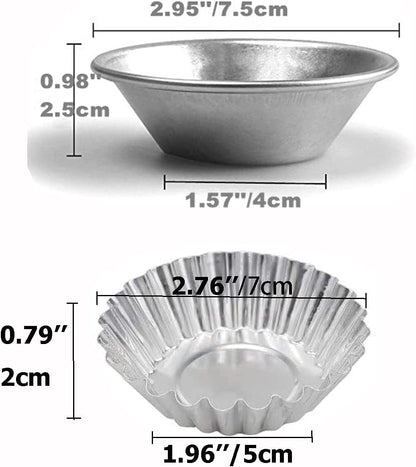 Egg Tart Molds Reusable, Non-Stick Mini Tart Pan Pie Tins Cupcake Cake Baking Cups,Aluminium/30 Pieces