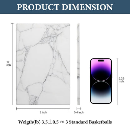 Koville Italian Natural Marble Cutting Board for Kitchen Pastry Bread Macaron Display, 12" x 8" Real Stone Slab Marble Cheese Board for Counter, Bathroom Perfume Tray Candle Plate (Arabescato)