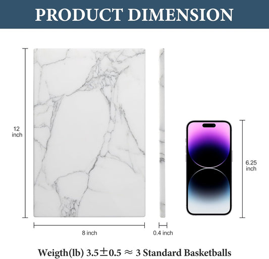 Koville Italian Natural Marble Cutting Board for Kitchen Pastry Bread Macaron Display, 12" x 8" Real Stone Slab Marble Cheese Board for Counter, Bathroom Perfume Tray Candle Plate (Arabescato)