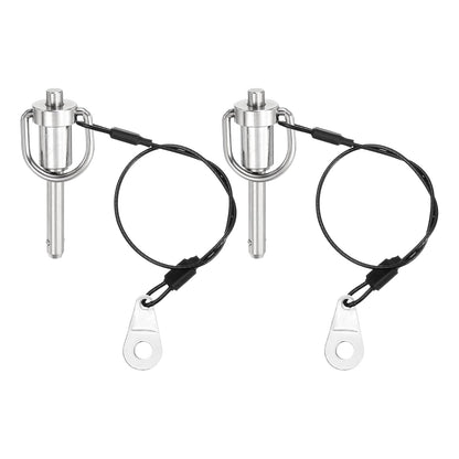 uxcell 2 Pcs Quick Release Pin, 1/4" x 0.8" Silver Stainless Steel Ball Locking Pin with Wire for Audio Bimini Top Marine