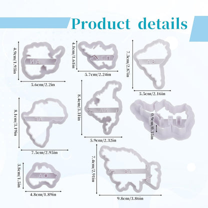 Molain 7 PCS World Map Shape Cookie Cutters, Cake Decorating Stencil, Seven Continents Shape Cookie Cutter Set, for Cake, Cookies, Cupcakes, Fondant, Pastry