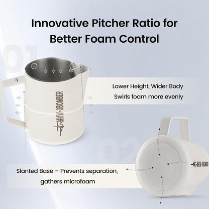 MHW-3BOMBER Espresso Steaming Pitcher Milk Frothing Pitcher Stainless Steel Milk Coffee Cappuccino Latte Art Barista Cup 20oz/600ml P5021W