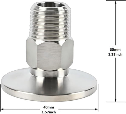 SS304 KF25 NPT Male Adaptor thread 3/8" NW25 KF Male coupling ISO-KF25 X NPT 3/8"