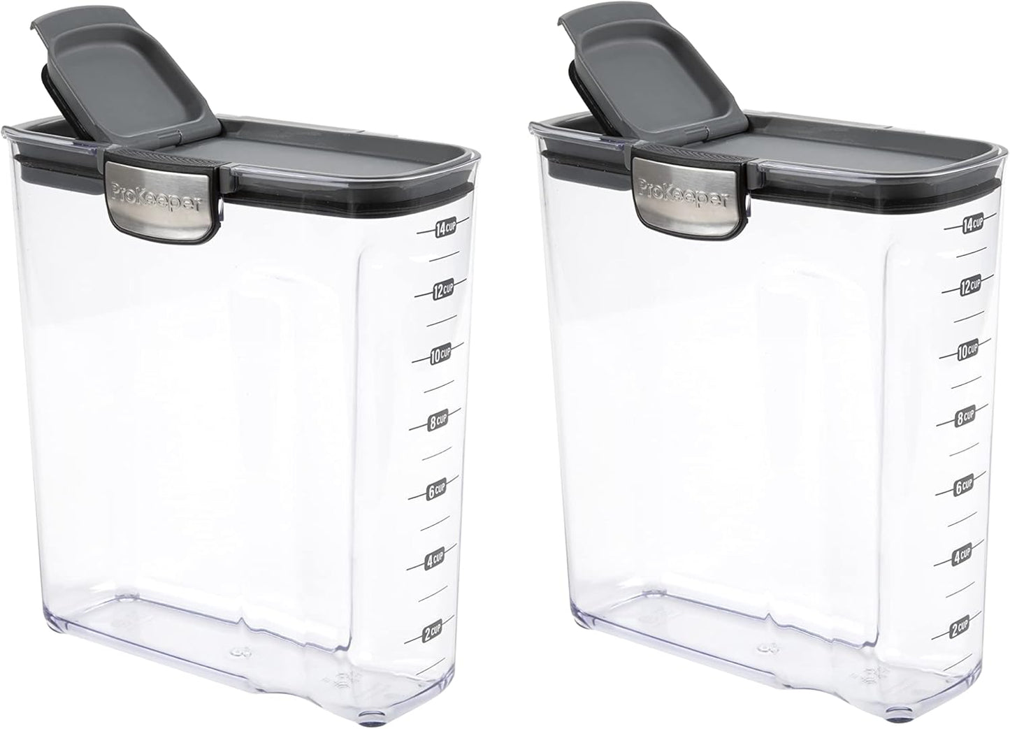 Progressive International ProKeeper+ Clear Plastic Airtight Food Baker's Kitchen Storage Organization Container Canister Set with Magnetic Accessories, 2- Piece Set (Cereal 4.2-Quart)