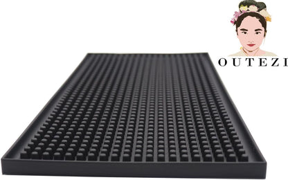 Reusable Bar Mat for Coffee Maker Mats, Countertop Spill Mats, 6" x 12" Black Dish Drying Mat