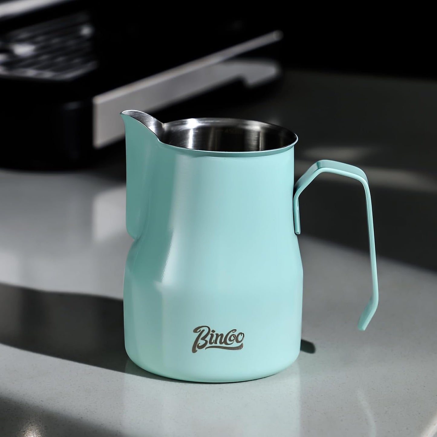 Milk Frothing Pitcher 450ML - Espresso Steaming Pitcher with Large Handle and Spout,Cappuccino Latte Art Cup for Barista and Home Cafe