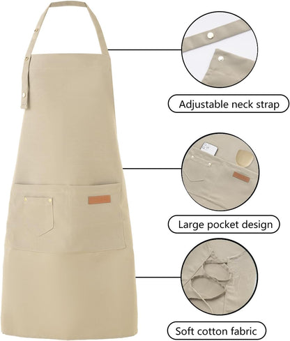 Tosewever Art Aprons for Women Painting Pottery Baking, Mens Buckle Straps Kitchen Apron with Pockets for Chef Cooking