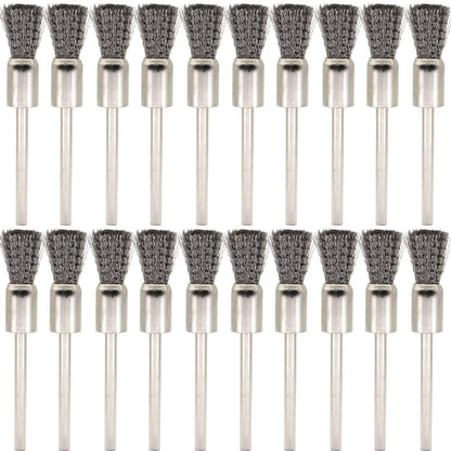 20PCS Wire Brushes - Metal Rust Removal, Polishing, Cleaning - 8mm Diameter, 3mm Shaft - Removes Burrs, Dust, and Oxide Layer - Handles Rough Surfaces - Designed for Industrial and DIY Enthusiasts