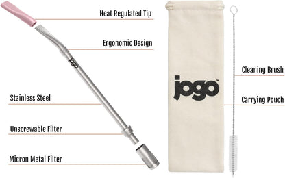 JoGo - The Original Coffee and Tea Brewing Straw - Portable Coffee Maker - Stainless Steel Single Serve Strainer - Filter Function for Hot & Cold Brew - Yerba Mate Straw for Loose Leaf Teas & Coffee