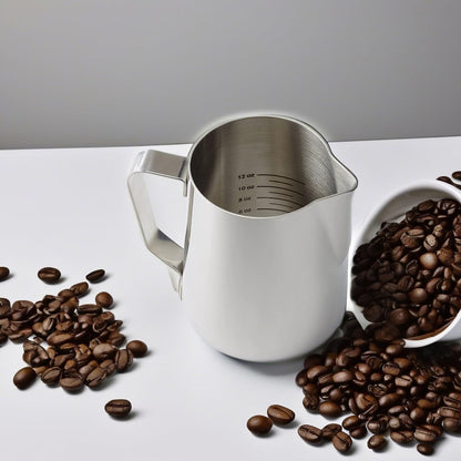 Rattleware 20 Oz Stainless Steel Etched Latte Art Pitcher Frother Cup with Drip-Resistant Spout and Graduated Measurements Jug Perfect for Home, Cafes, Restaurants, Trusted By Baristas Worldwide