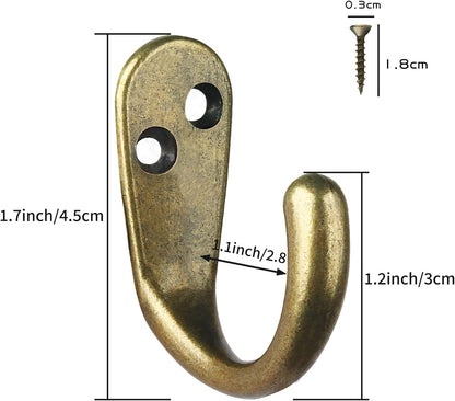 IBosins 50PCS Coat Hooks Wall Mounted Single Prong Robe Hook for Hanging Towel Hooks with 100 Screws for Cup, Mug, Bags, Hat, Cap, Scarf, Pet leashes