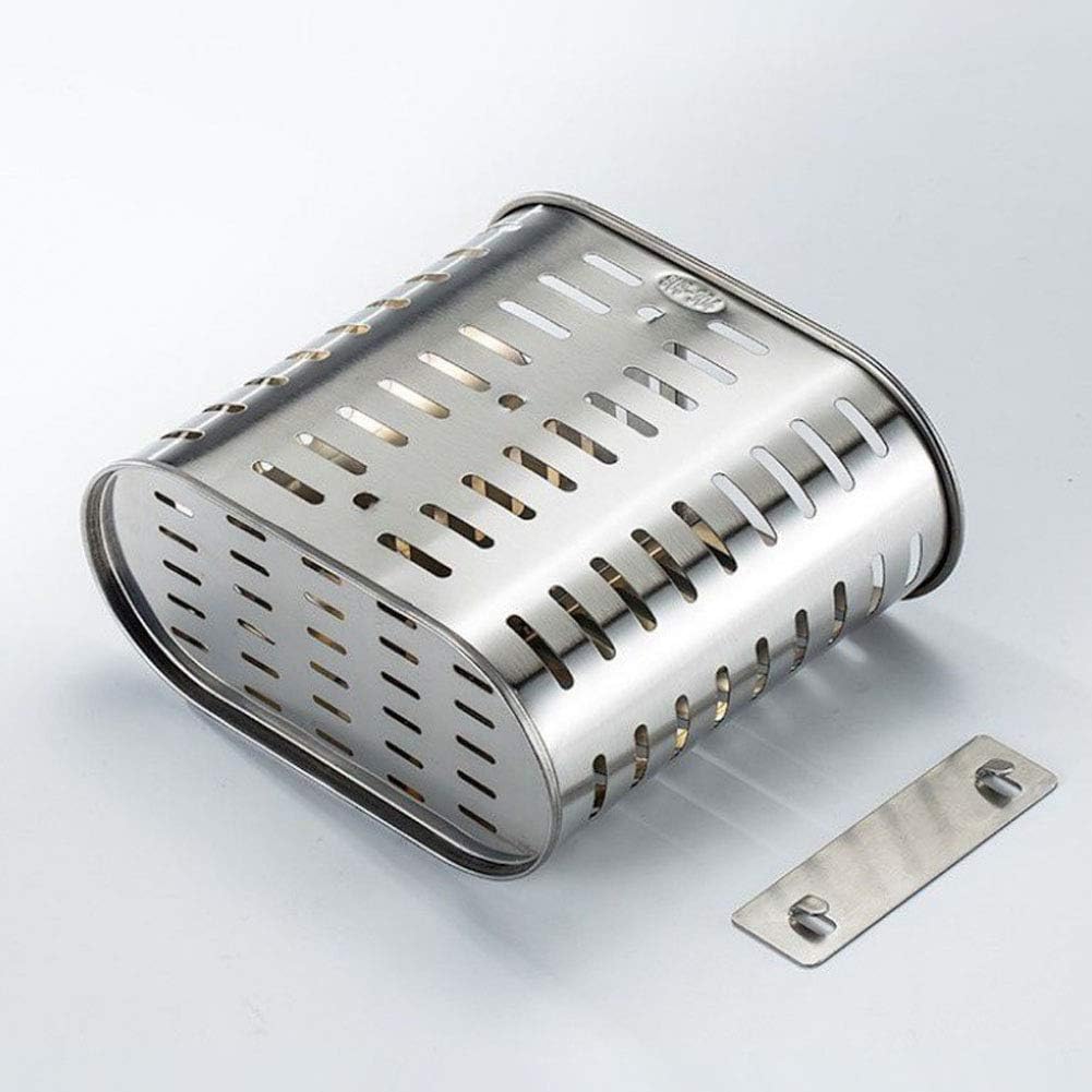 Self Adhesive 2 Compartments Mesh Utensil Drying Rack/Chopsticks/Spoon/Fork/Knife Drainer Basket Flatware Storage Drainer, 304 Stainless Steel