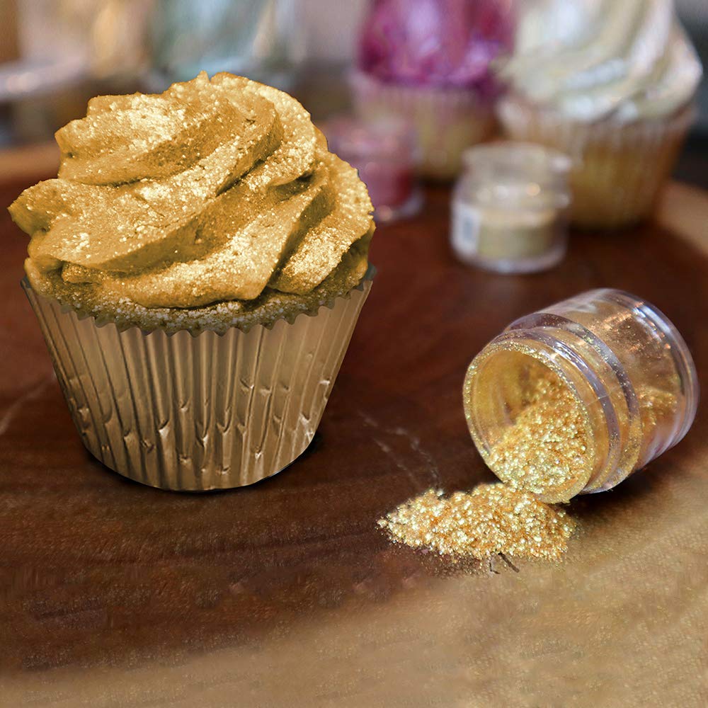 BAKELL Bright Gold Edible Glitter, 50 Grams | TINKER DUST Edible Glitter | KOSHER Certified | 100% Edible Glitter | Cakes, Cupcakes, Cake Pops, Drinks, Dessert Vegan Glitter & Dusts (50g, Bright Gold)