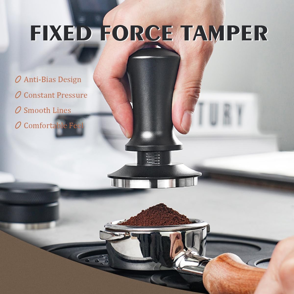 51mm Calibrated Spring-Loaded Espresso Tamper – 30lb Palm Tamper with Flat Stainless Steel Base – Precision Portafilter Tool for Home Espresso Machines