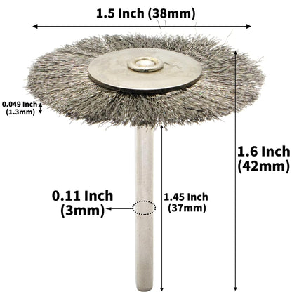 20PCS T-shaped Wire Brushes - Metal Rust Removal, Polishing, Cleaning - 38mm Diameter, 3mm Shaft - Removes Burrs, Dust, and Oxide Layer - Handles Rough Surfaces - Designed for Industrial and DIY Use