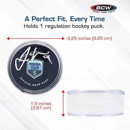 BCW Hockey Puck Tube Display Case - 2 ct - Crystal Clear, Stackable & Snug Fit