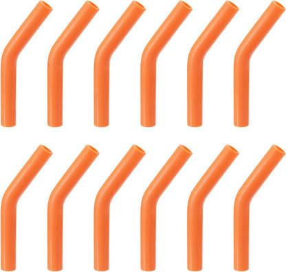 uxcell 12pcs Silicone Straw Tips, Silicone Straw Elbows Tip, Soft Reusable Metal Straw Covers Fit for 8mm/0.31" OD Stainless Steel Straws, Orange