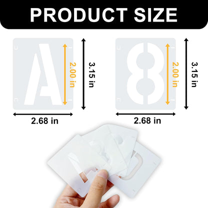 2 Pack - 2 Inch Letter Stencils Set, 72 Reusable Stencils for Painting On Wood, Metal, Walls, Fabric, Rocks with Interlocking, Perfect for Banners, Sign Making & DIY Art (2 inch)