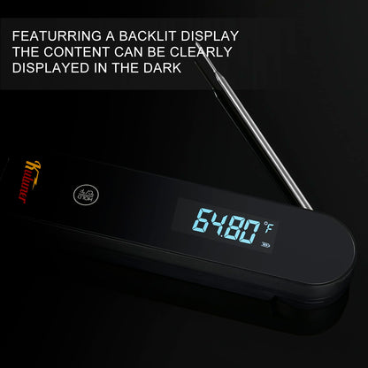 The Latest Thermocouple Instant Reading Meat Thermometer Digital,Faster Less Than 0.6 Second Response,IP67 Waterproof Thermometer Suitable for Grilling, Cooking,BBQ Gifts for Men (Black)