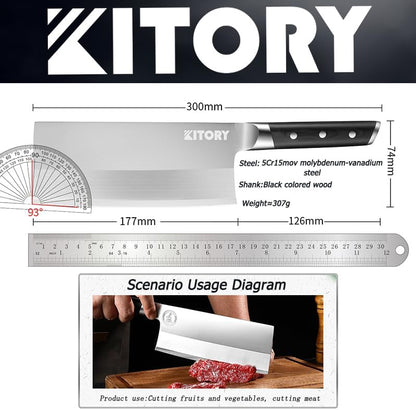 Kitory 7" Lightweight Meat Cleaver, Chinese Chef Knife for Slicing & Chopping (No Bones)- German High Carbon Steel - Ergonomic Pakkawood Handle - Ideal for Women, 2024 Gift (Metadrop Series)
