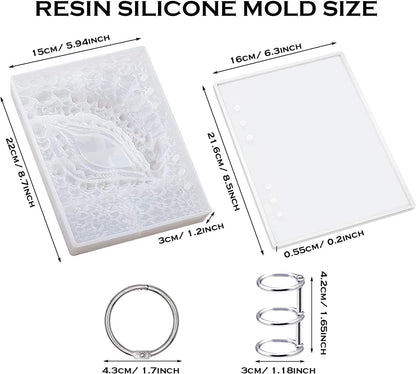 Note Book Cover Resin Molds, 2 Style A5 Note Book Cover, Resin Notebook Molds, Epoxy Resin Molds Silicone Casting with Book Rings for Notebook Epoxy Resin DIY