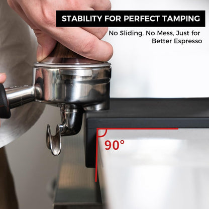 CHULUX Coffee Tamper Mat for Espresso, Silicone Tamping Pad, Anti-Slip Corner Mat, Barista Portafilter Holder, Espresso Machine Accessories Tamping Station, Heat Resistant, Black